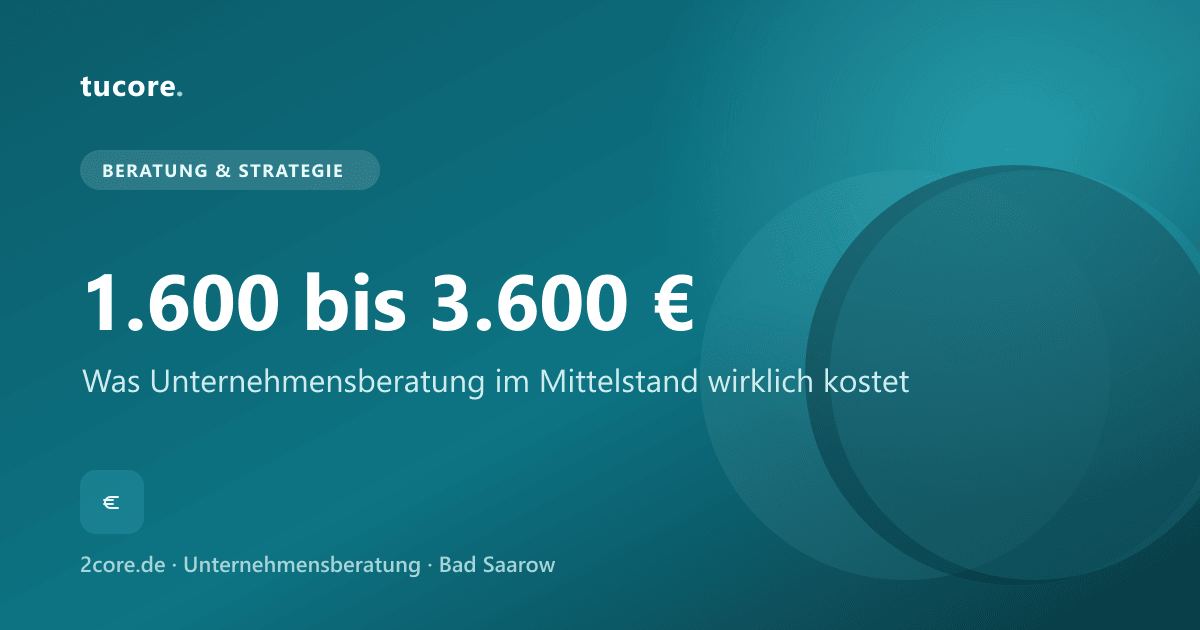 tucore Insights: Was Unternehmensberatung im Mittelstand wirklich kostet